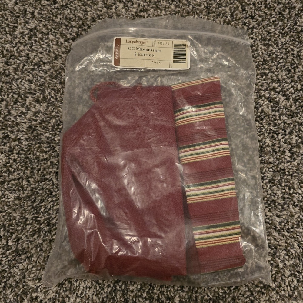 Longaberger Holiday Beverage‎ Carrier Liner Striped Maroon Color w/ Tassels